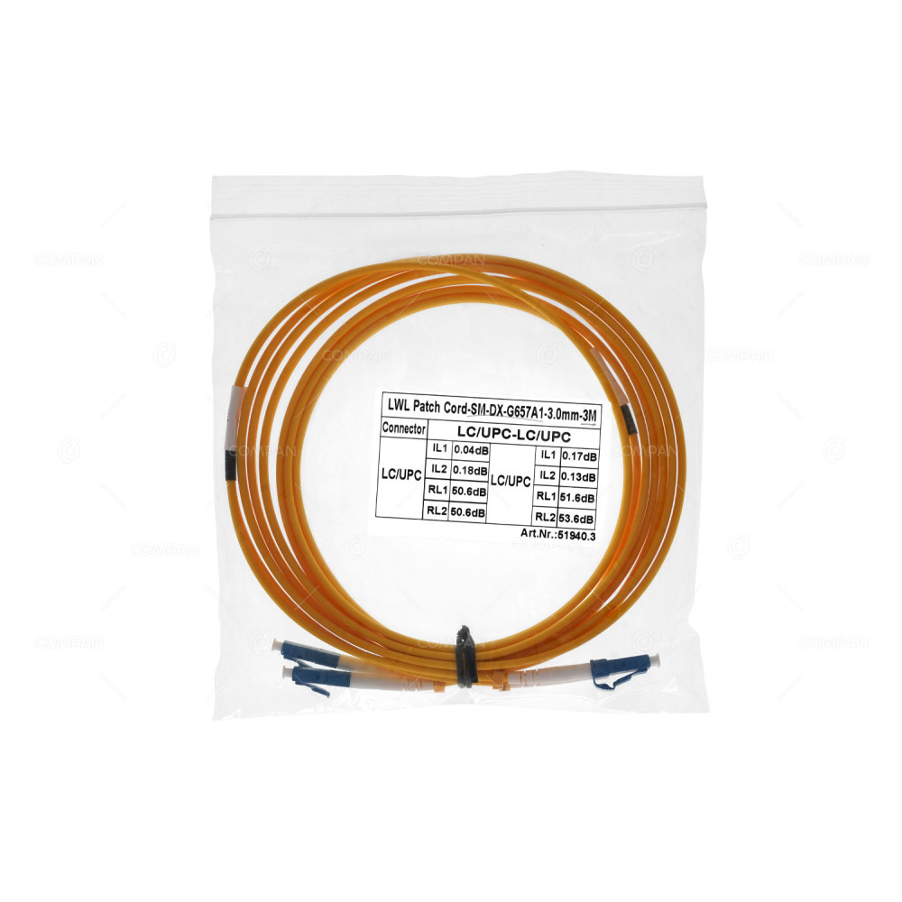SM-DX-G657A1 3M  FIBER OPTIC PATCHCORD LC.UPC-LC.UPC 3M YELLOW